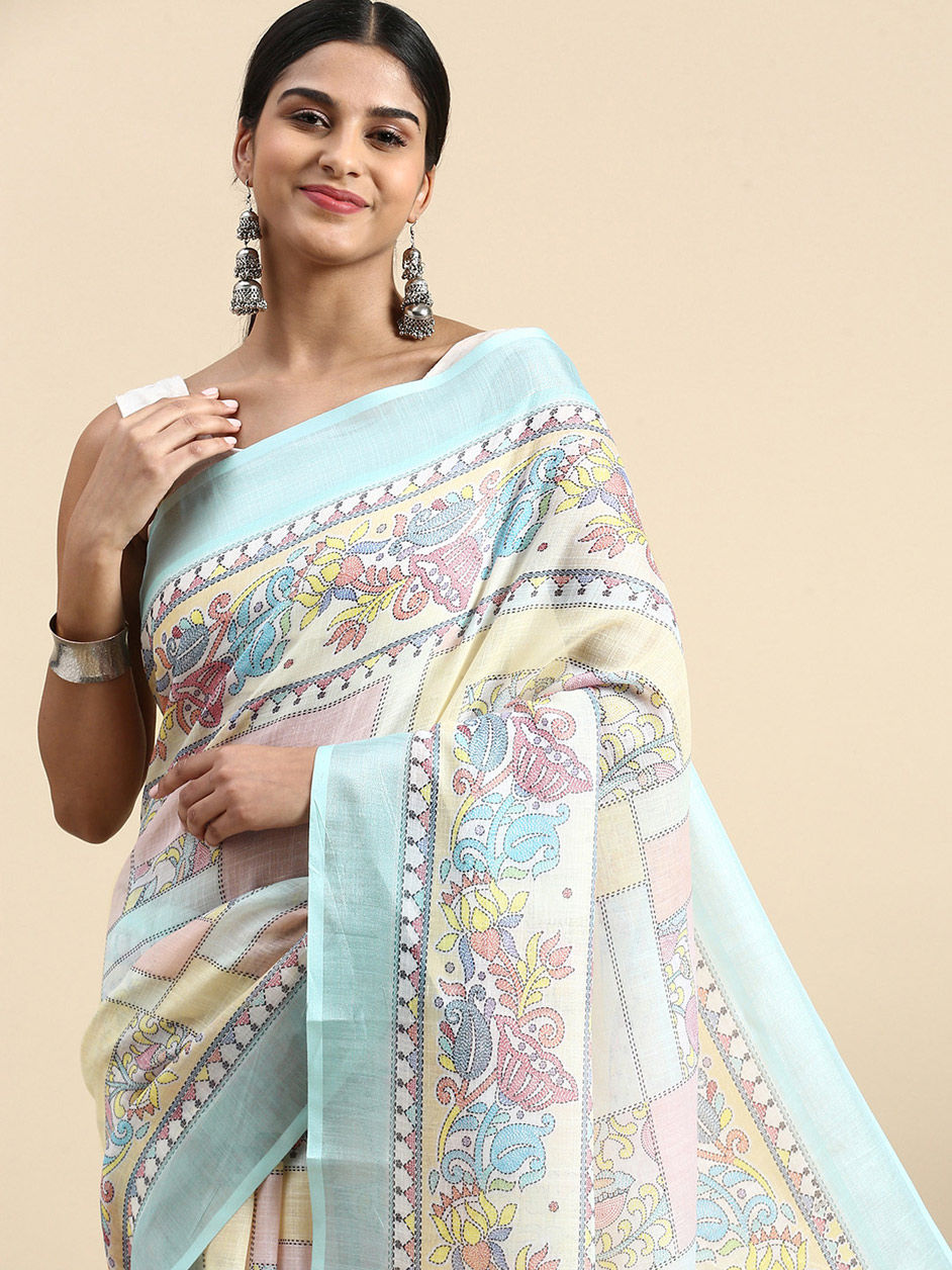 Beautiful Designer Party Wear Original Linen Saree main image 0