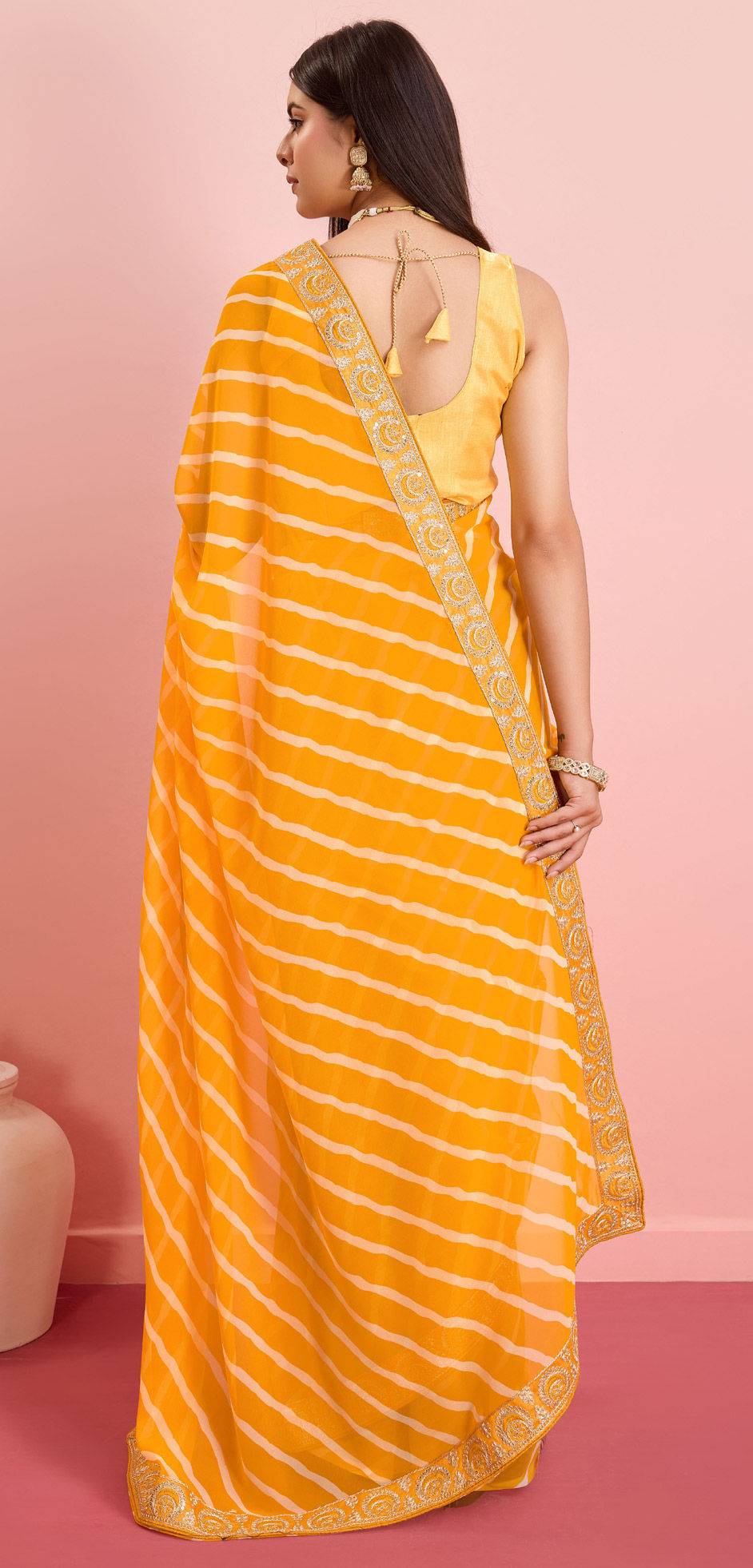 Festive, Reception Yellow color Georgette fabric Saree : 1948139