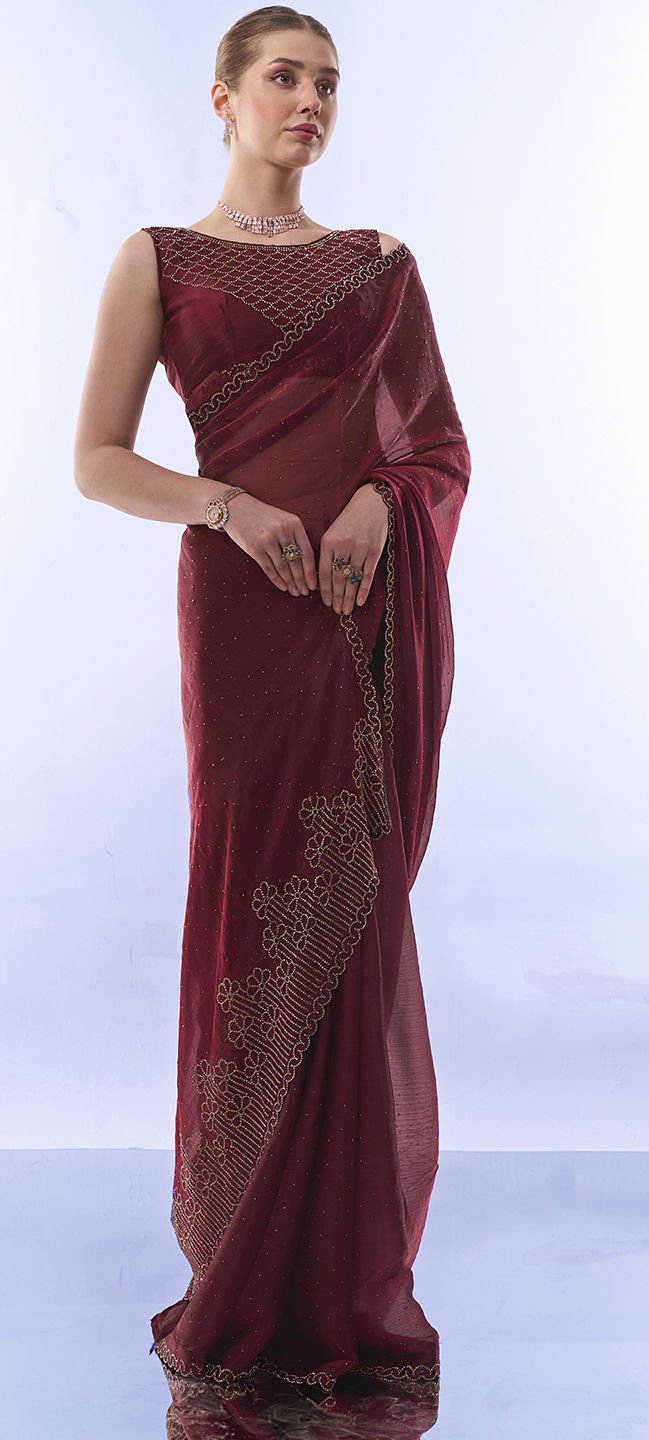 Maroon Red Blended Silk Novelties main image 1
