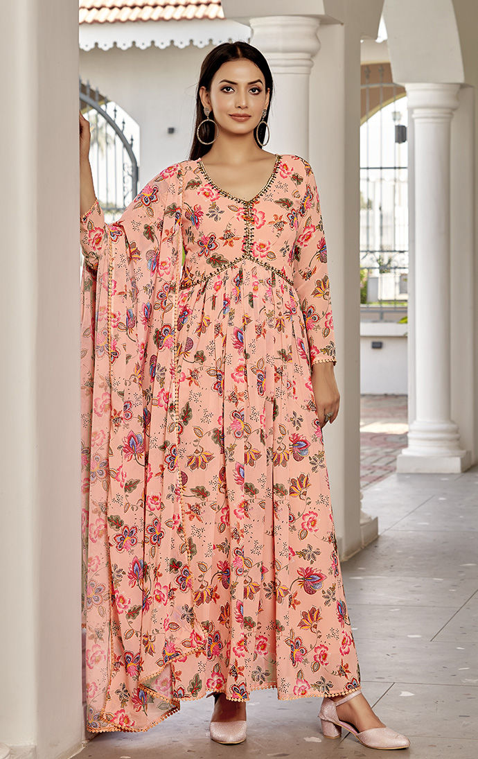 Floral printed gown MHK319