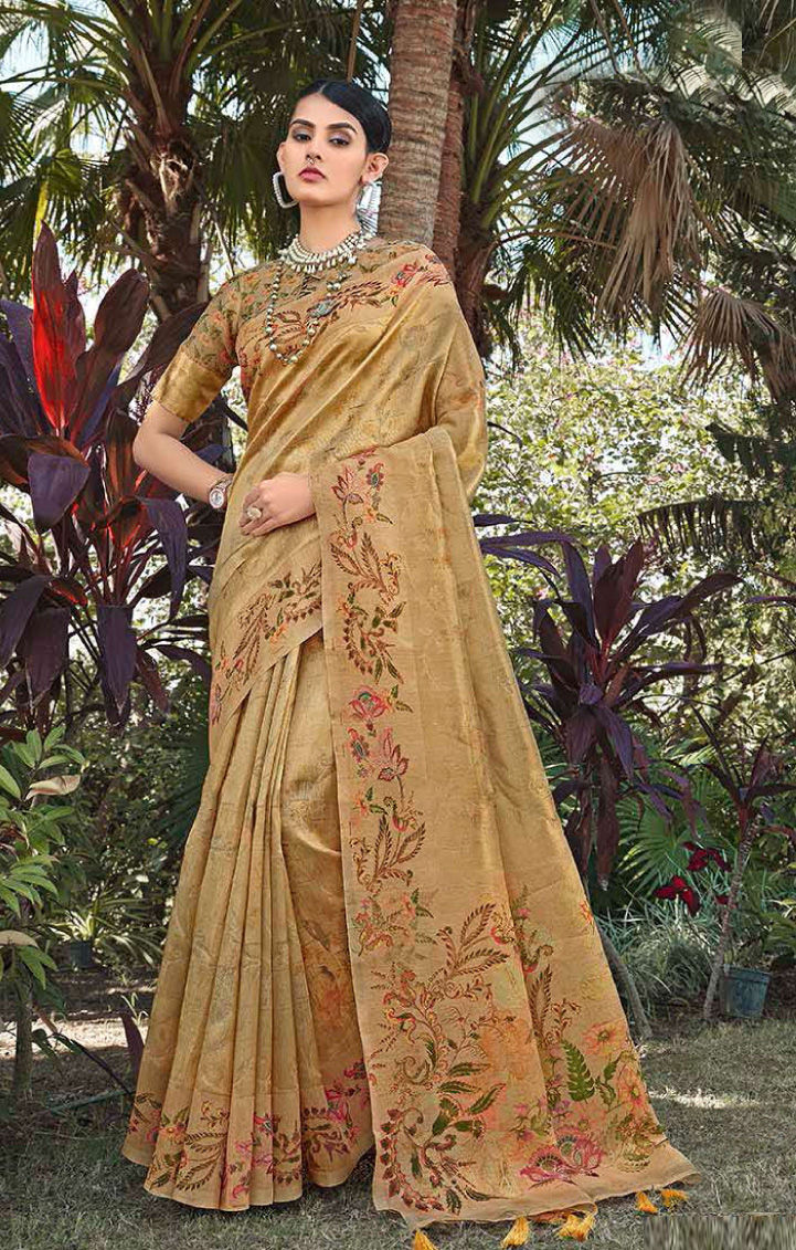 Golden Pure Dola Viscose Silk Wedding Wear Saree main image 0