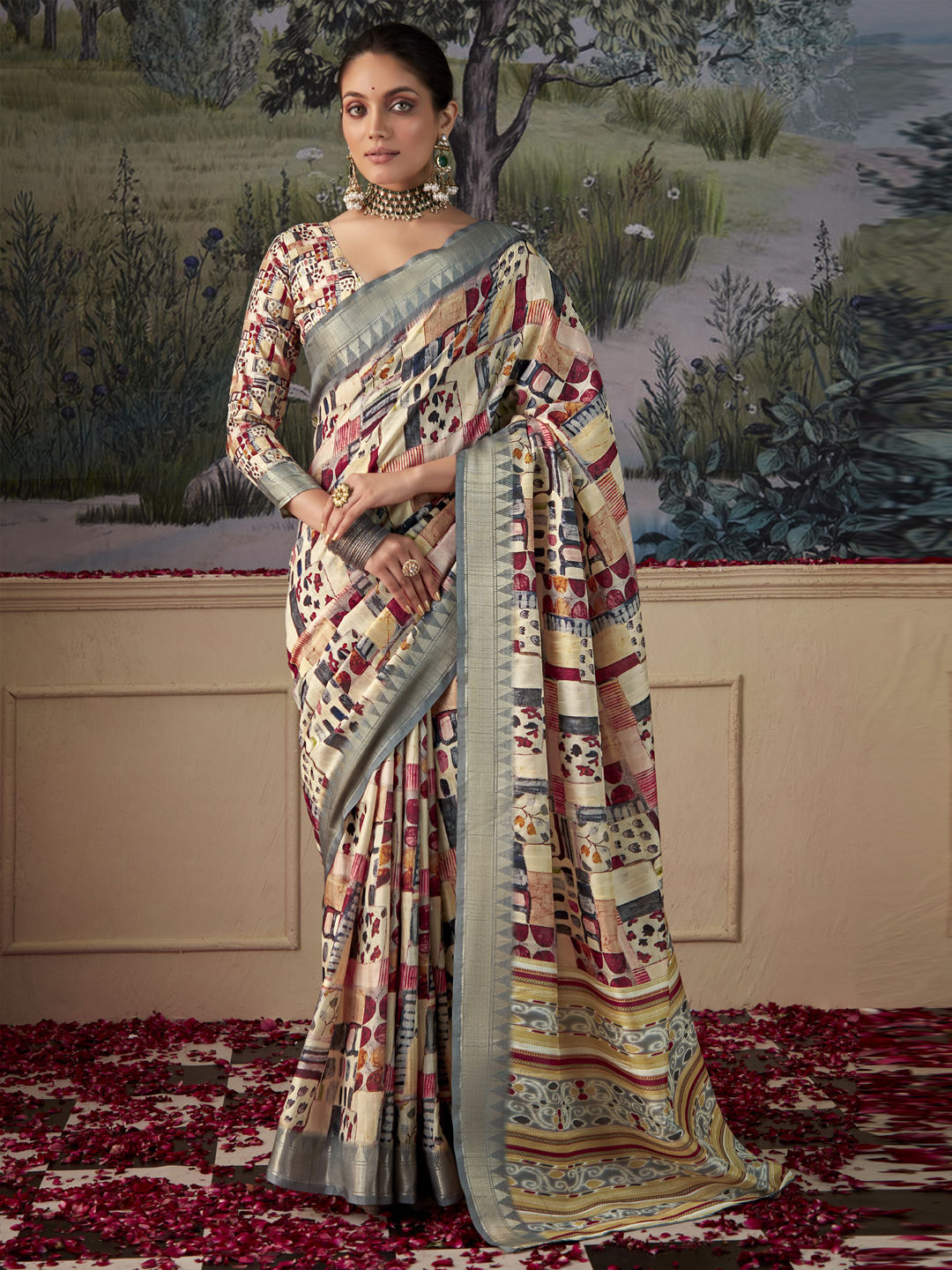 Premium Ethnic & Party Wear Thread Work Tussar Silk Lilac Anarkali Set - MTSS03