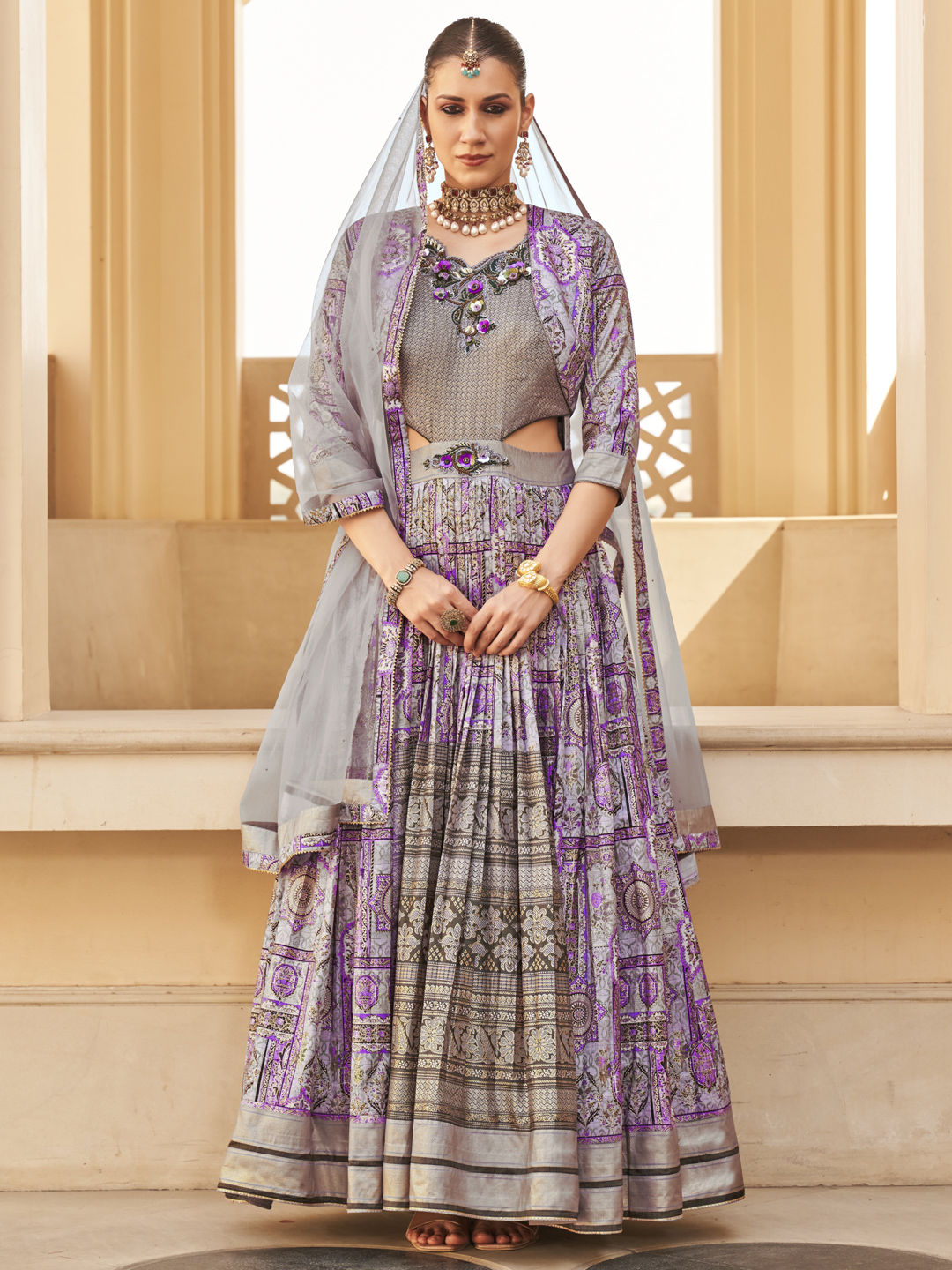 jacket-style-gown-silk-reception-in-multicolor-with-patch-work