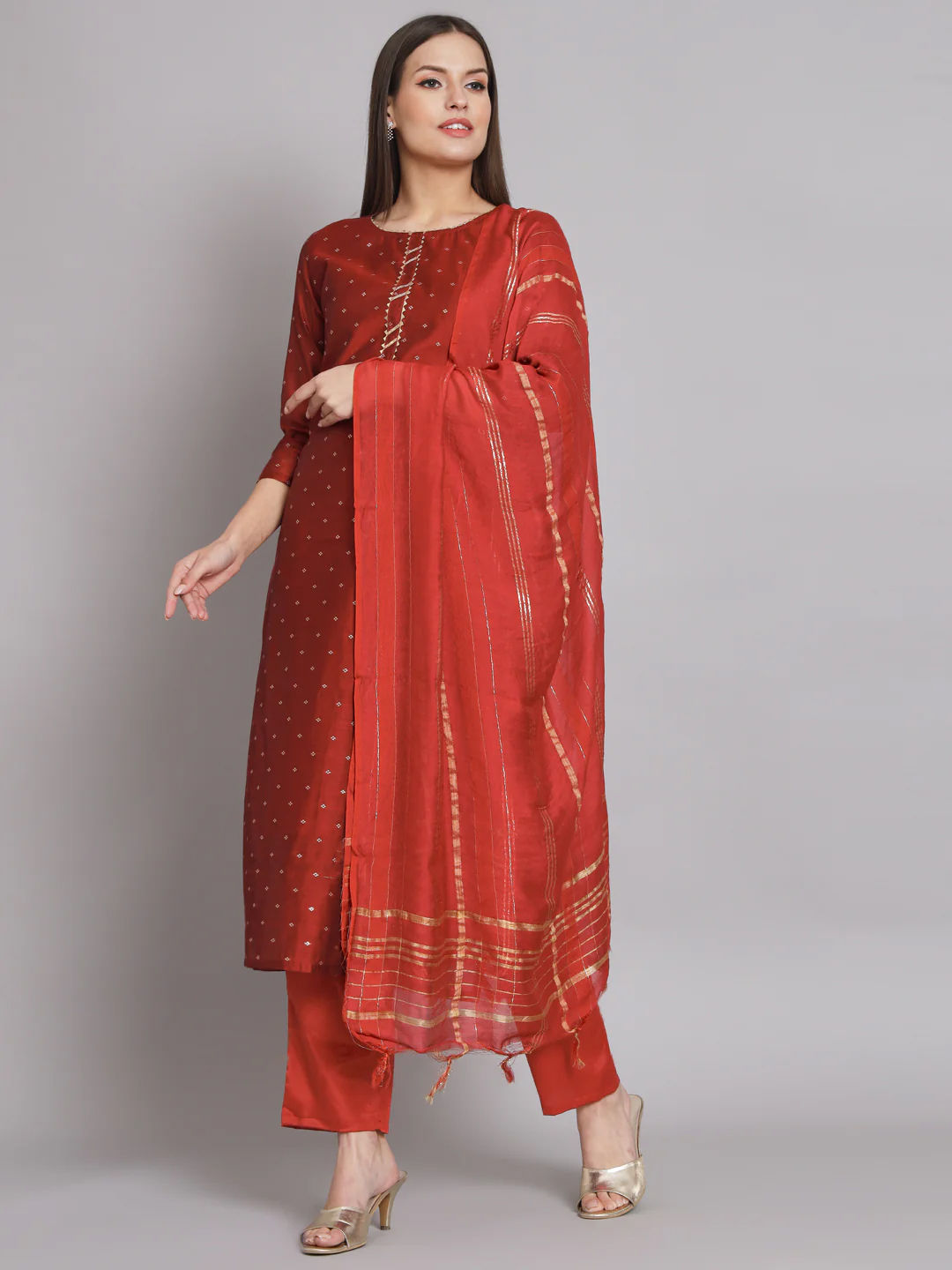Exclusive Maroon Chanderi Silk Salwar Kameez Dress Material AACH06 main image 0