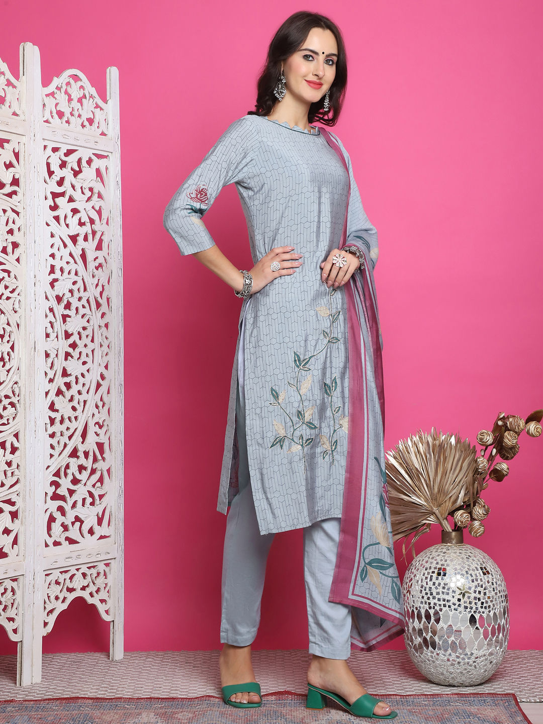 Premium Party Wear Pure Muslin Digital Print 3 Pcs Salwar Set