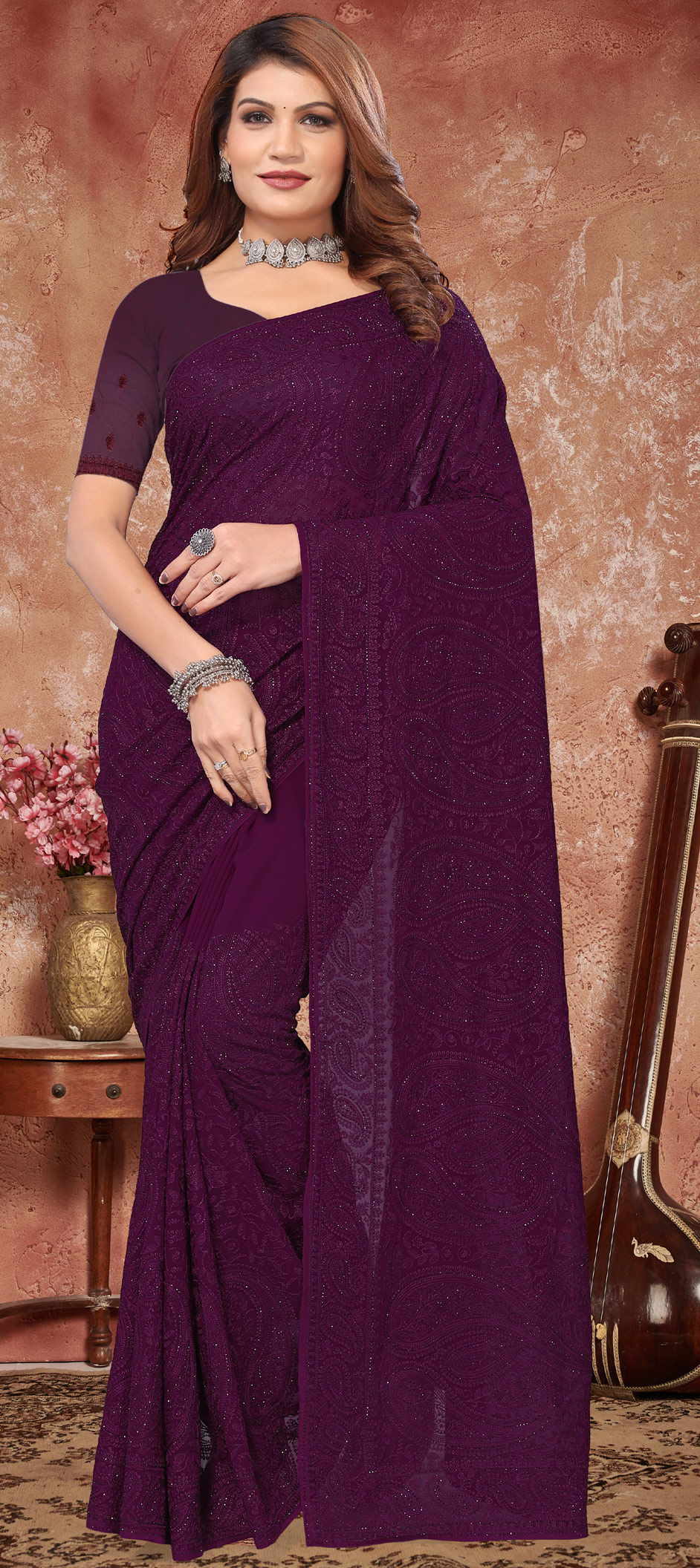SET Saraswati with Baloon top - Purple
