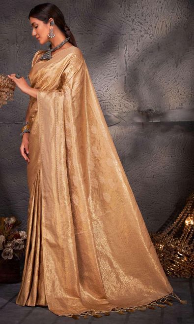 Bridal Traditional Wedding Beige And Brown Color Kanjeevaram Silk Silk Fabric Saree 1836683 5609