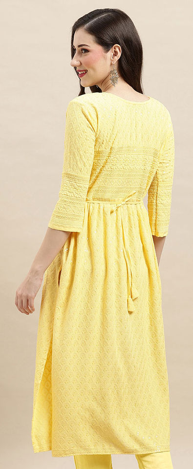 Light Yellow Casual Kurthi MCK177