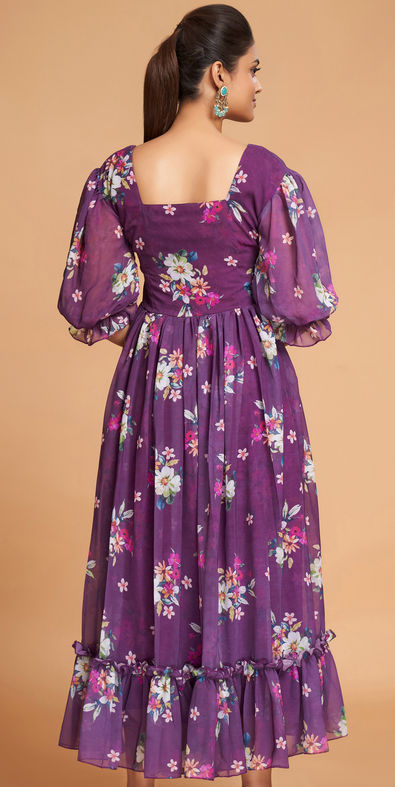 Violet Double Shade Georgette Kurti MHK429 main image 1