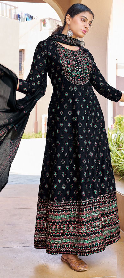 Reddish Grey Latest Designer Party Wear Readymade Rayon Gown