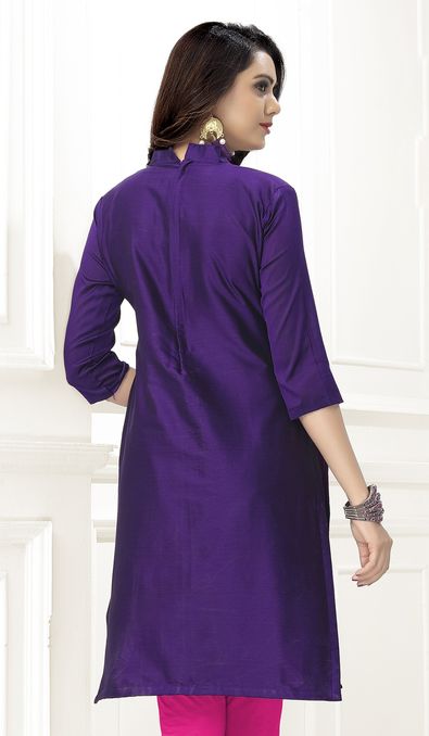 Magenta Purple Color Raw Silk Kurti | Ritz Fashion Trendz
