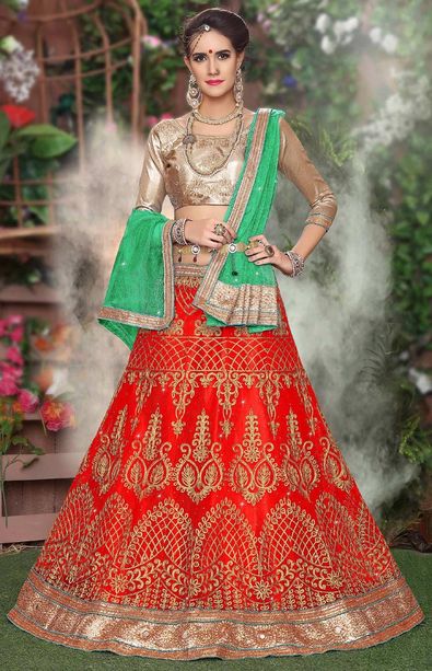 Bridal Lehenga Choli, Size : M, S, XL, XXL, Color : Creamy, Dark Red, Green,  Light Brown, Pink at Best Price in Ghaziabad