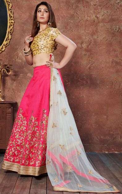 Maya Pink Silk Lehenga Set 119-PNK – indiinside