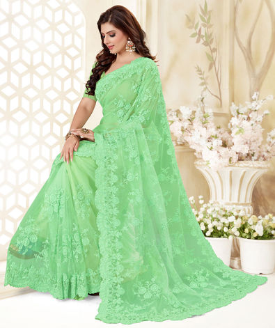 Buy Green Engagement Designer Traditional Saree Online -