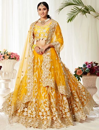 Yellow Color Haldi Lehenga Choli With Embroidery Thread & Sequence  Work/indian Wedding Lehenga/bridal Lengha/party Wear/bridemade Lehenga -  Etsy
