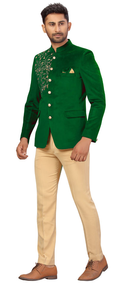 Mens Fashionable Jodhpuri suit with Jade green Nehru collar Jacket | Mens  red velvet blazer, Mens formal wear, Mens formal