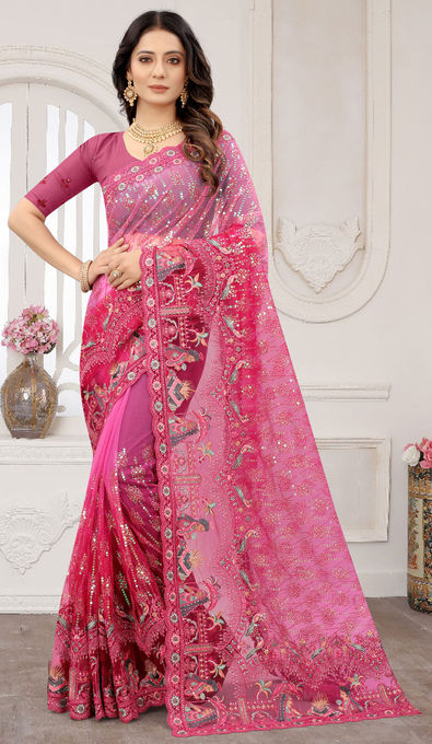 Popular Sangeet Net Party Wear Saris and Sangeet Net Partywear Sarees  online shopping