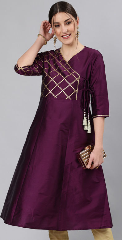 Casual Purple and Violet color Blended fabric Kurti : 1798716