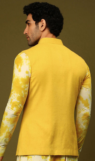 Buy Yellow Nehru Jacket And Kurta Brocade Printed Ikat & Set For Boys by  FAYON KIDS Online at Aza Fashions.