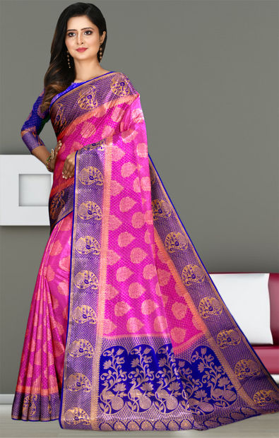 Pink Rani Pasmina Saree