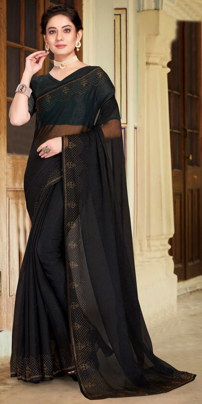 Plain Silk Soft Silk Saree in Black Colour - Etsy