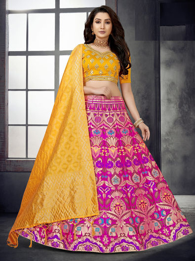 Yellow Pink Lehenga Please call, email... - Priva Collective | Facebook