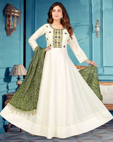 Buy White Base Leaf Print Anarkali With Dupatta and Pant White Anarkali  Suit White Dress White Gown for Summer Wear Summer Wear Dress White Gown  Online in India - Etsy