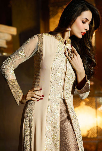 Bollywood, Designer Beige and Brown color Georgette fabric Salwar ...