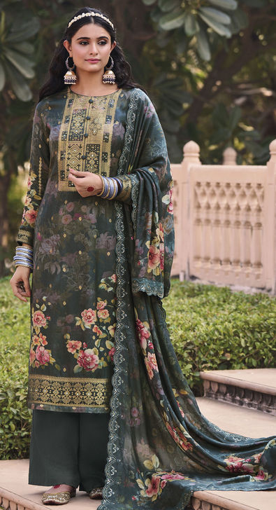 Beautiful v-neck floral print linen cotton A-line kurta pant set (set –  Roshni Boutique