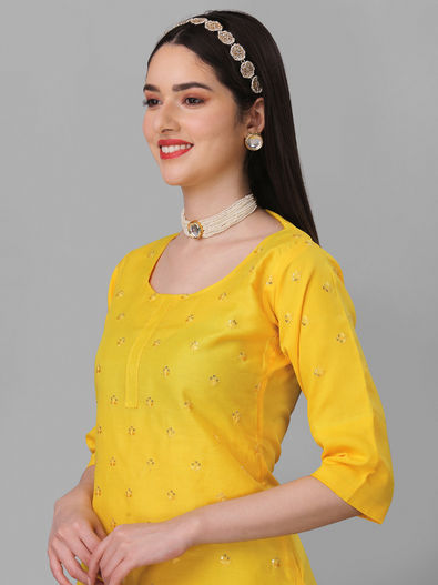 Elegance in every thread. Adorning pure spun silk Mango Yellow kurta,  matching sharara, and an exquisite organza shaded dupatta with intr... |  Instagram
