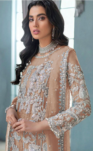 Printed Embellished Jacket with Crushed Silk Inner and Organza Dupatta. |  Indian fashion dresses, Indian dresses traditional, Indian fashion trends