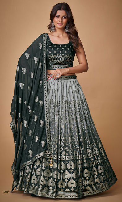 Grey Designer Wedding Lehenga Choli With Dupatta For Party Wear – Cygnus  Fashion