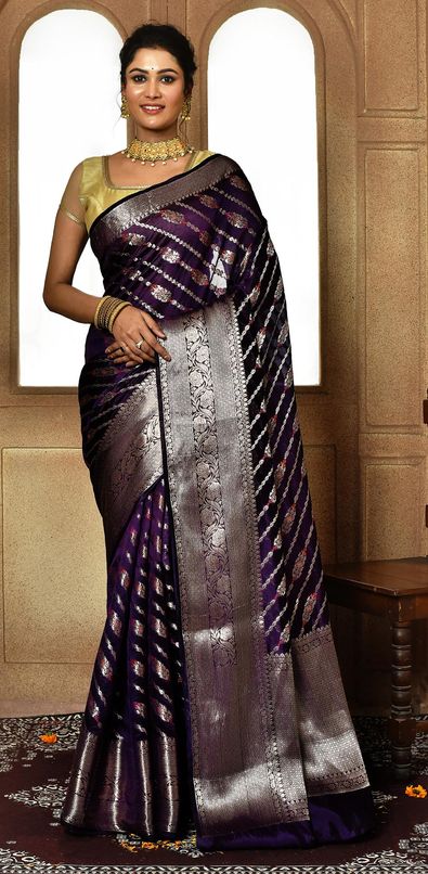 Buy Light Purple Banarasi Saree for Women Online from India's Luxury  Designers 2024