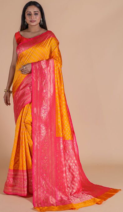 Pink And Orange Combination Silk Saree – Walusha