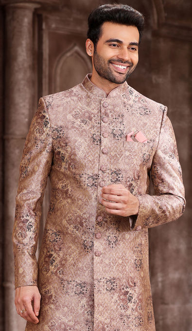 Party Wear Pink and Majenta color Art Silk fabric Sherwani : 1881059