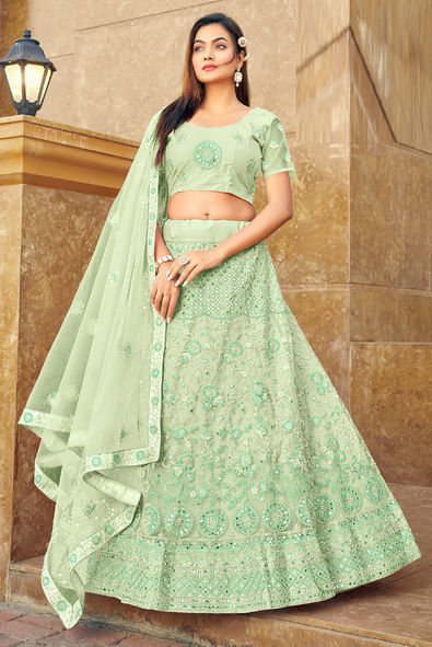 Green Ombre Lehenga Set Olive Green Ombre and Off White – chhayamehrotra