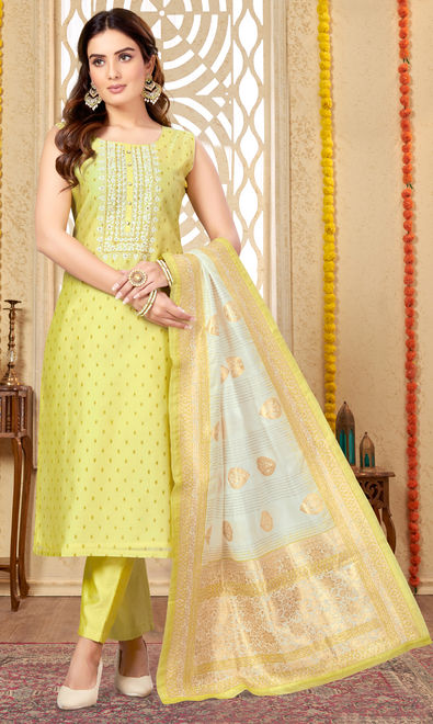 Yellow Color Vichitra Silk Designer Pakistani Salwar Suit – ElinaFashion.com