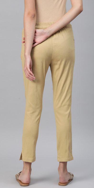 Casual, Party Wear, Summer Gold color Lycra fabric Jeggings : 1909002