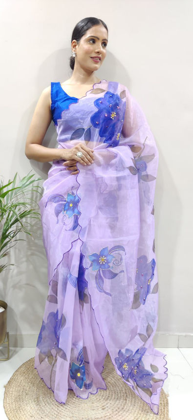 Purple Organza Saree Set Design by Ikshita Choudhary at Pernia's Pop Up  Shop 2024