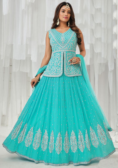 Captivating Blue Laheriya Print Georgette Designer Lehenga Choli | Lehenga,  Designer lehenga choli, Party wear lehenga