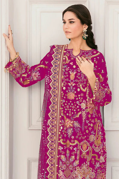 Indian Embroidered Fabric by the Yard Mauve Georgette Embroidery