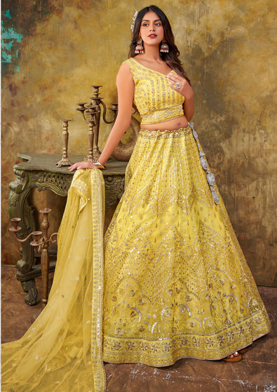 Digital Patola Printed Designs On Yellow Color Art Silk Fabric Designe