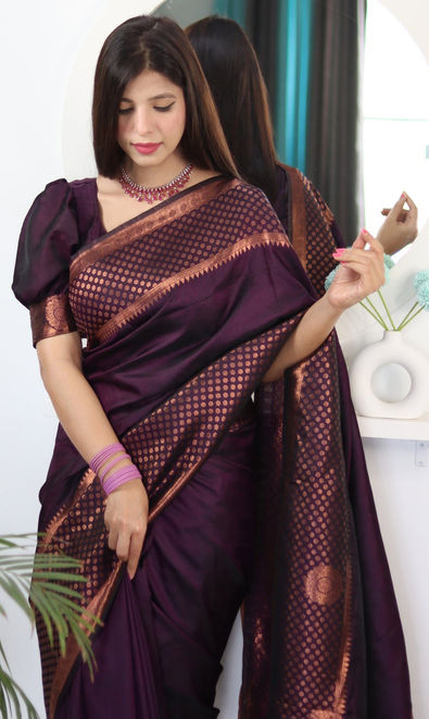 Buy Violet Silk Saree online-Karagiri