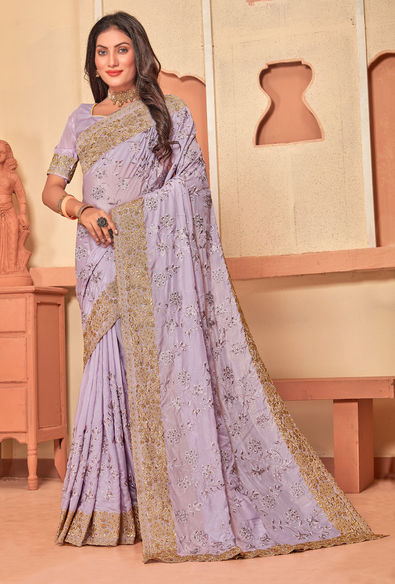 Trendy organza mauve purple saree - G3-WSA55006 | G3fashion.com