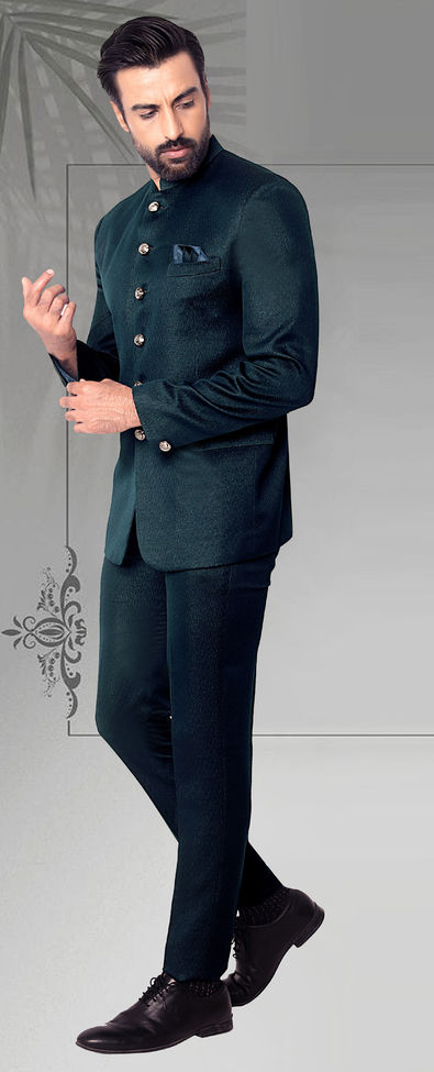 Buy Two Piece Jodhpuri Suit With Bottom in Navy Blue Online