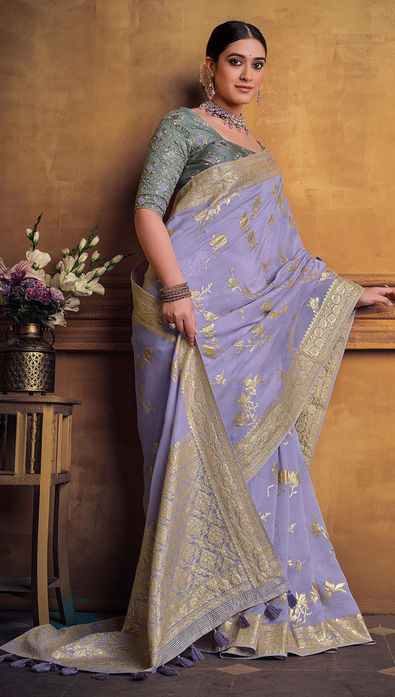 Purple Saree Online - Buy Purple Color Designer Saree at Kreeva