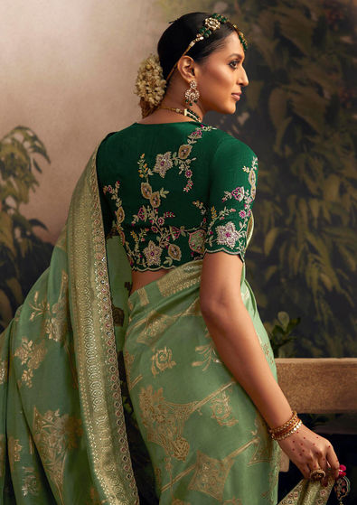 Green Indian Bridal Wedding Saree Viscose Fabric SRYMK9604 –  ShreeFashionWear