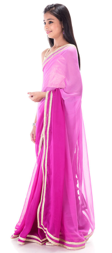 Vishal Prints Pastel Pink Digital Print Georgette Saree With Fancy Bor