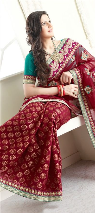Maroon Designer Full Sequence Saree With Blouse 243225