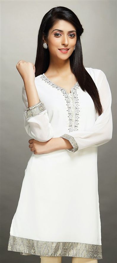 Women Embroidered Chiffon Dupatta Beautiful Work Causal Dress Scarf Stole  White | eBay